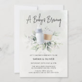 Invitation Un bébé est en train de brasser Café Vert Baby sho (Devant)