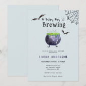 Invitation Un bébé est en train de brasser de mignons Baby sh (Devant / Derrière)