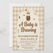Invitation Un bébé est en train de brasser du café Gingham Ne (Devant)