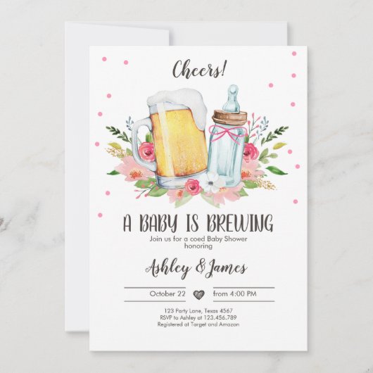 Invitation Un bébé est en train de brasser fille Cheers Coed  (Devant)