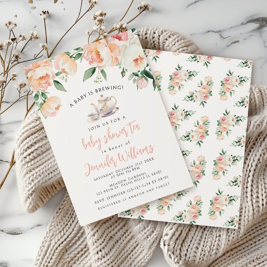 Invitation Un bébé est en train de brasser Floral Baby Girl D