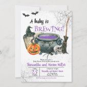 Invitation Un bébé est en train de brasser Halloween Baby sho (Devant)