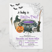 Invitation Un bébé est en train de brasser Halloween Baby sho (Devant / Derrière)