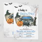 Invitation Un bébé est en train de brasser Halloween Baby sho (Devant / Derrière)