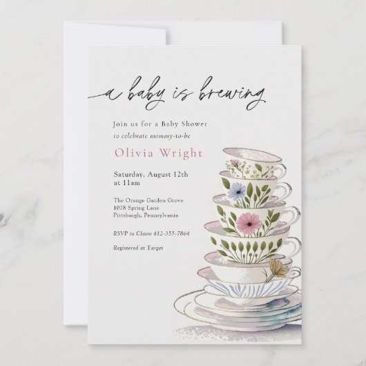 Invitation Un bébé est en train de brasser le Baby shower de (Devant)