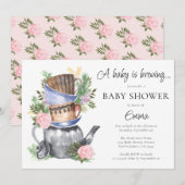 Invitation Un bébé est en train de brasser le Baby shower de  (Devant / Derrière)