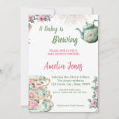 Invitation Un bébé est en train de brasser le Tea Party Baby  (Devant)