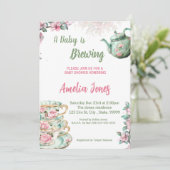 Invitation Un bébé est en train de brasser le Tea Party Baby  (Debout devant)