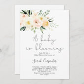 Invitation Un bébé est une végétation fleurie et un baby show (Devant / Derrière)