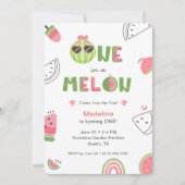Invitation Un bébé fille pour un melon pastèque Premier anniv (Devant)