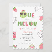 Invitation Un bébé fille pour un melon pastèque Premier anniv (Devant)