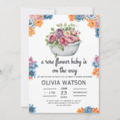 Invitation Un Bébé Fleur Rose Est En Route Baby shower (Devant)