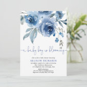 Invitation Un bébé garçon est en fleur de baby shower bleu ma (Debout devant)