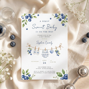 Invitation Un bébé mignon personnalisé au thème de myrtille s