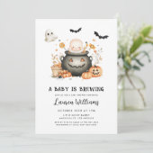 Invitation Un Bébé Mignonne Brûle Le Baby shower D'Halloween (Debout devant)