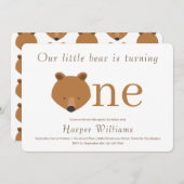 Invitation Un bébé ours premier anniversaire (Devant / Derrière)