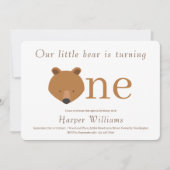 Invitation Un bébé ours premier anniversaire (Devant)