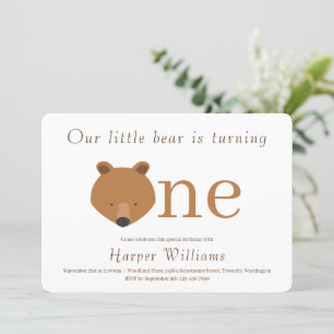 Invitation Un bébé ours premier anniversaire