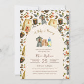 Invitation Un bébé prépare du café Baby Shower Code QR (Devant)