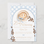 Invitation Un bébé prépare du café Garçon bleu Arc bébé Showe (Devant)