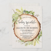 Invitation Un bébé rustique arroser une forêt neutre pour le  (Devant / Derrière)