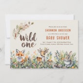 Invitation Un Bébé sauvage Animaux boisés mignons Rustiques (Devant)