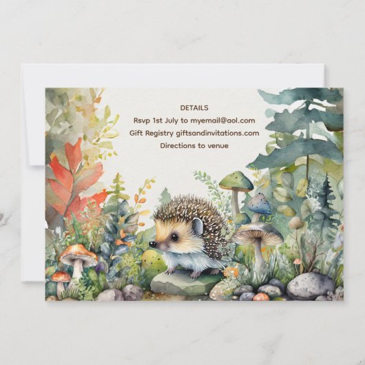 Invitation Un Bébé sauvage Animaux boisés mignons Rustiques (Dos)