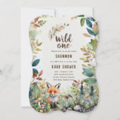 Invitation Un bébé sauvage Animaux boisés Rustiques (Devant)