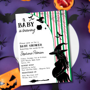 Invitation Un bébé se prépare Rose Vert Halloween Baby Shower