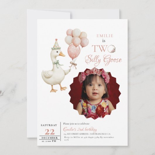 Invitation Un bébé sot d'oie 2e anniversaire (Devant)