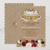 Invitation Un bébé souffle Baby shower BBQ Burlap Flowers (Devant / Derrière)
