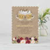 Invitation Un bébé souffle Baby shower BBQ Burlap Flowers (Debout devant)