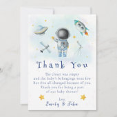 Invitation Un bébé spatial Astronaut Boot roquette star Merci (Devant)