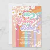 Invitation Un bébé super 1er anniversaire Daisy Rainbow (Devant)