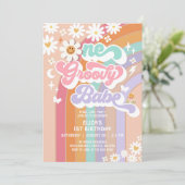 Invitation Un bébé super 1er anniversaire Daisy Rainbow (Debout devant)