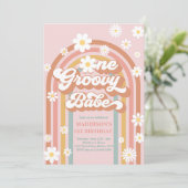 Invitation Un bébé Super Boho Daisy Rainbow 1er anniversaire (Debout devant)