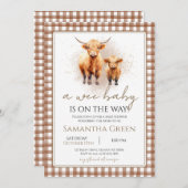 Invitation Un bébé Wee Fall Highland Cow Baby shower (Devant / Derrière)