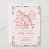 Invitation Un Berry Sweet Bébé rose Bow Girl Baby shower (Devant)