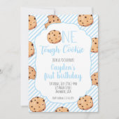 Invitation Un biscuit dur bleu premier anniversaire (Devant)