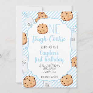 Invitation Un biscuit dur bleu premier anniversaire