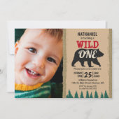 Invitation Un bison noir rustique sauvage photographié (Devant)