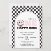 Invitation Un bon bébé filles rose premier anniversaire (Devant)