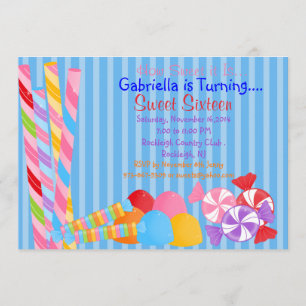 Invitation Un bon nombre colorés bleus d'invitation du bonbon