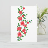 Invitation un bouquet de fleurs rouges sur fond blanc (Debout devant)