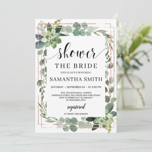 Invitation Un brunch boho tendance succulent et fleuri (Debout devant)