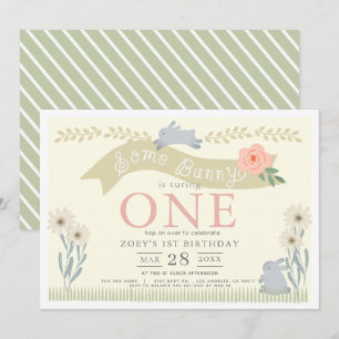 Invitation Un Bunny Pastel Jaune 1er Anniversaire