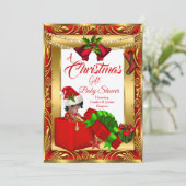 Invitation Un cadeau de Noël garçon fille Baby shower rouge o (Debout devant)