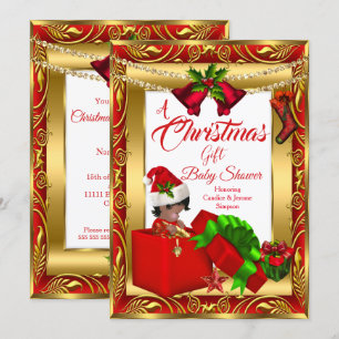 Invitation Un cadeau de Noël garçon fille Baby shower rouge o