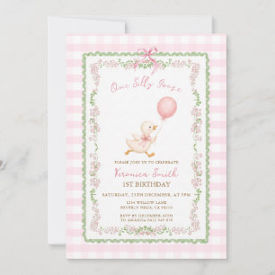 Invitation Un cadre floral de fille de 1er anniversaire de Un