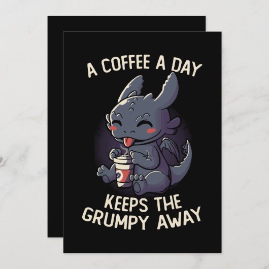 Invitation Un Café par jour garde le grumpy loin drôle mignon (Devant / Derrière)